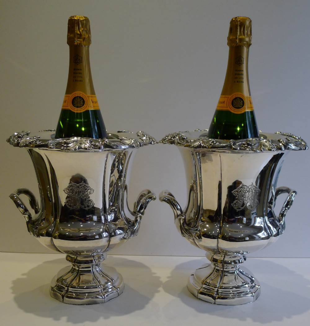 magnificent pair antique english old sheffield plate wine coolers c1820