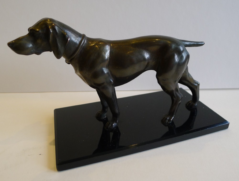 antique english bronze model of a dog pointer c1910