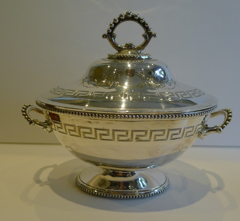 small antique english silver plated tureen by william george sissons