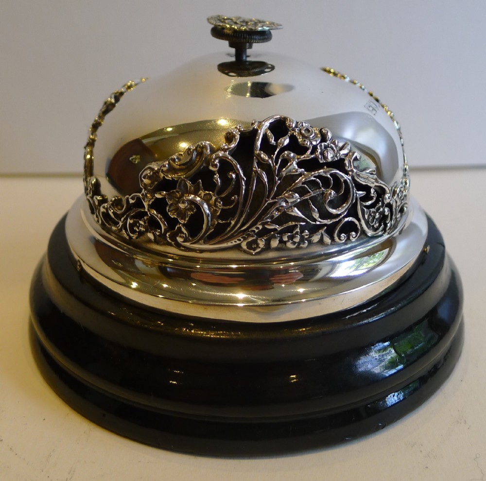 outstanding antique english sterling silver counter desk bell by william comyns