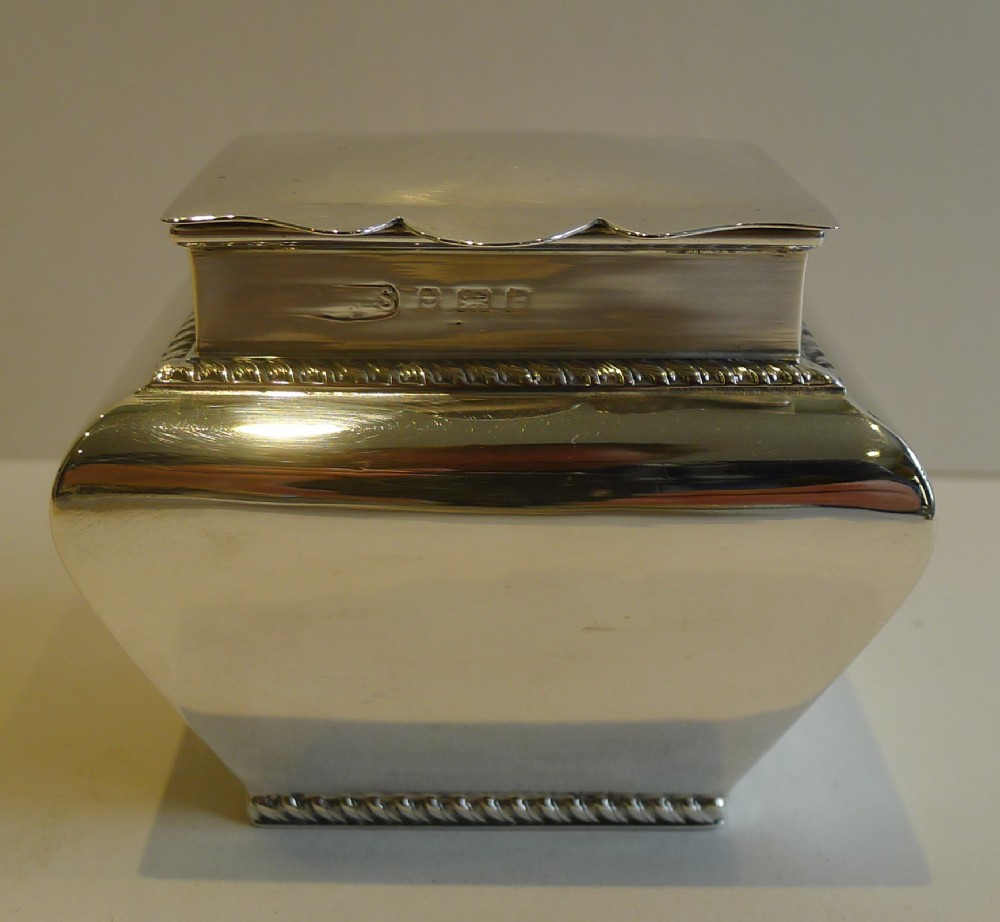 antique english sterling silver tea caddy 1902