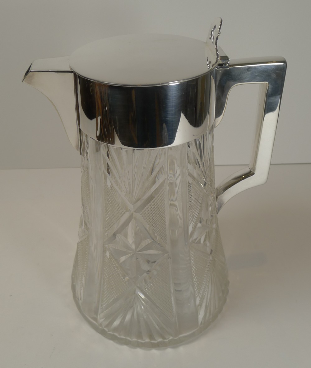 antique english cut crystal water lemonade jug c1900