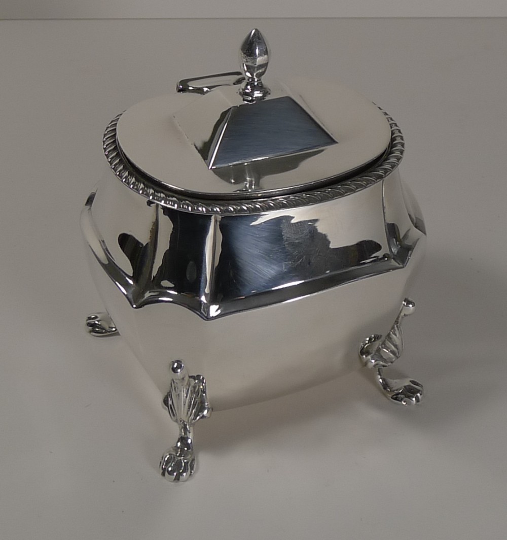 quality antique english sterling silver tea caddy 1901