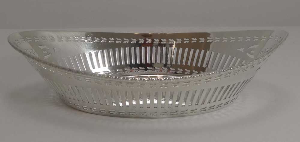 antique english silver plated bread basket by garrard co c1900