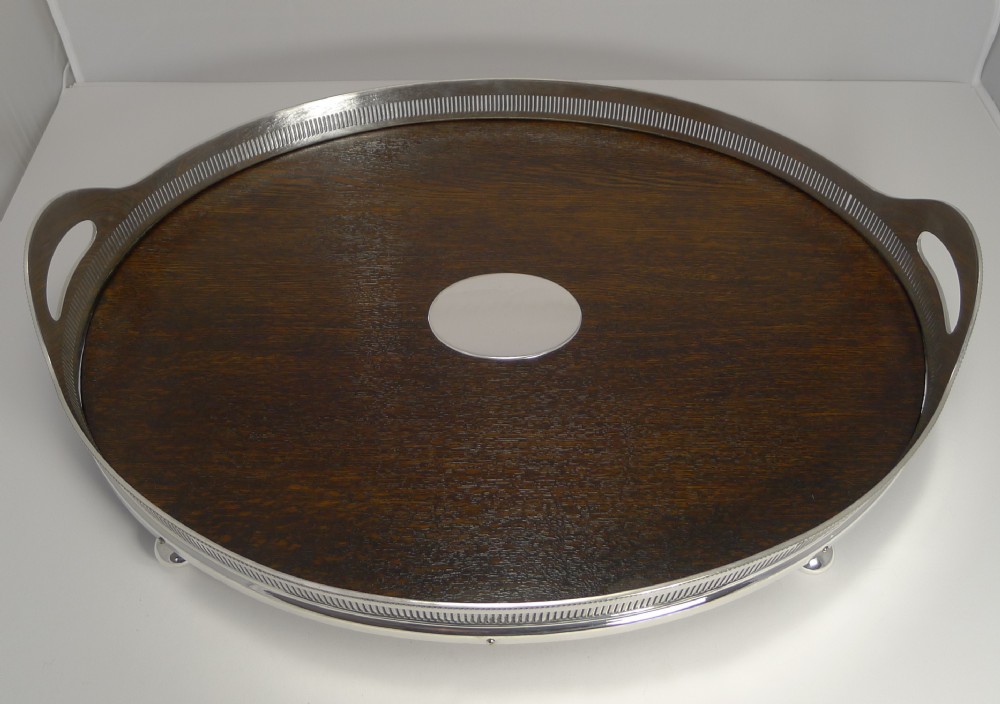 antique english oak and silver plated serving tray by mappin and webb c1890