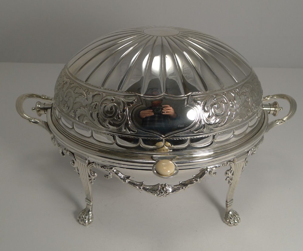 magnificent antique english revolving breakfast dish by spurrier co c1890