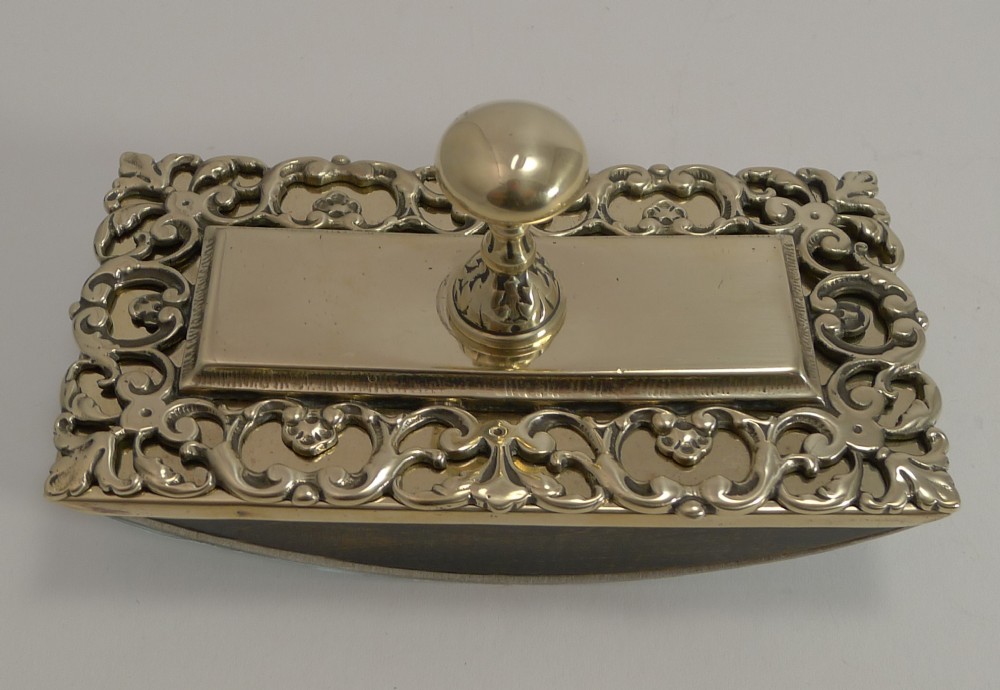 smart antique english brass rocking blotter c1890