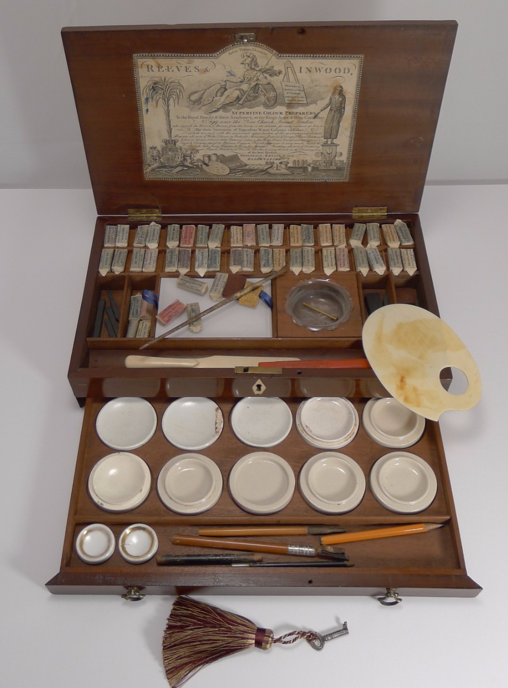 magnificent georgian artist watercolor paint box by reeves and inwood c1800
