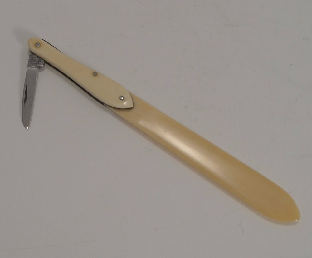 antique ivory letter opener with pen knife c1880