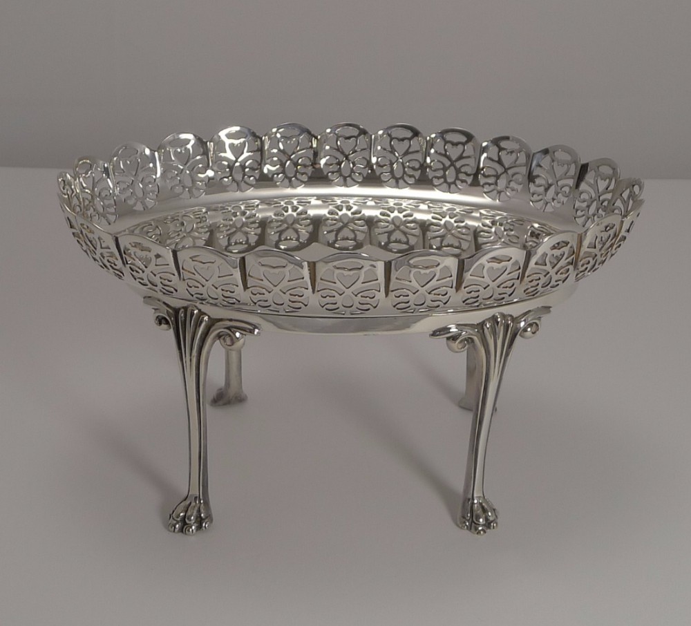 beautiful antique english dish on stand in silver plate c1900