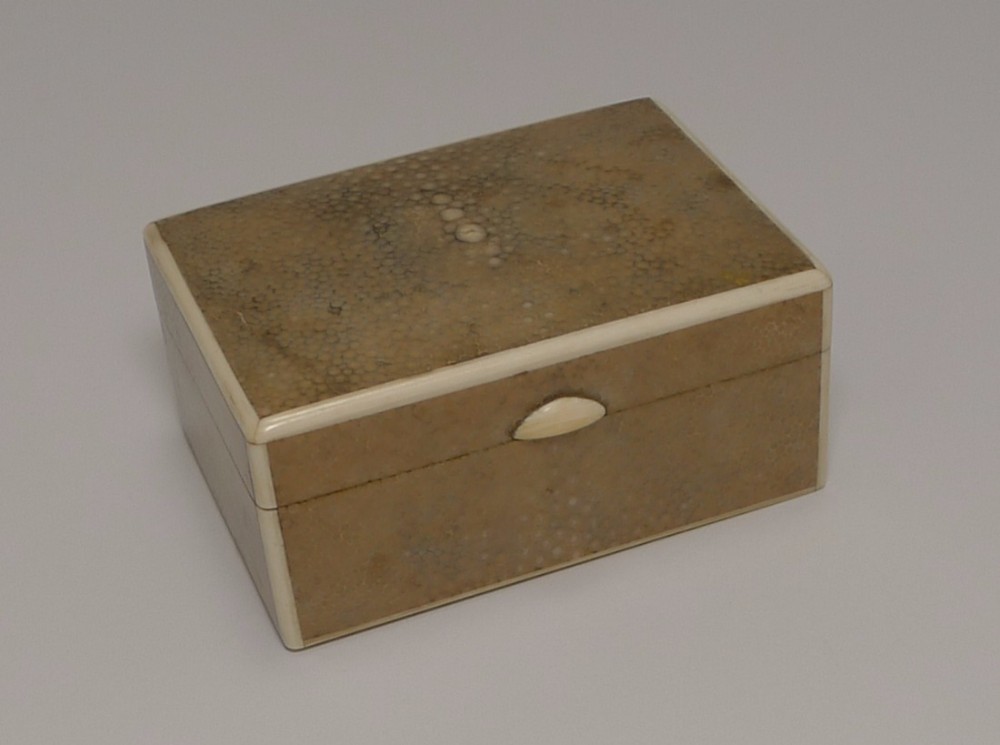 art deco shagreen and ivory box c1930