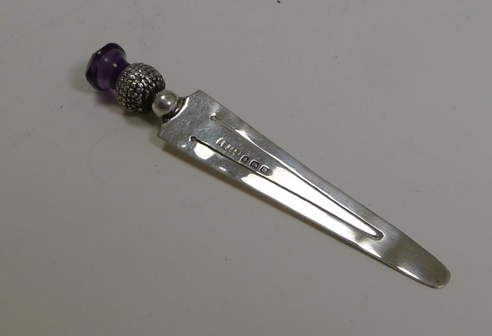 sterling silver bookmark scottish amethyst thistle top 1911