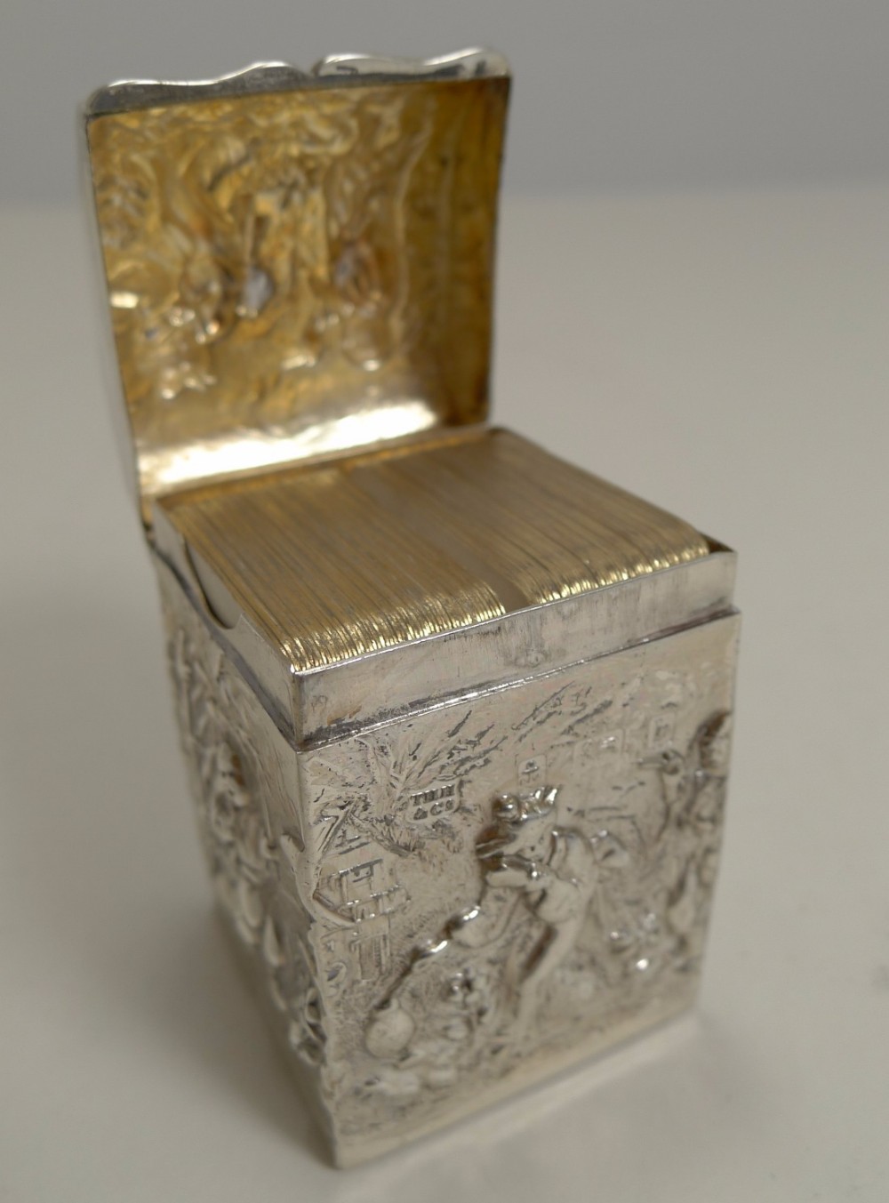 fabulous english sterling silver miniature playing card box 1901