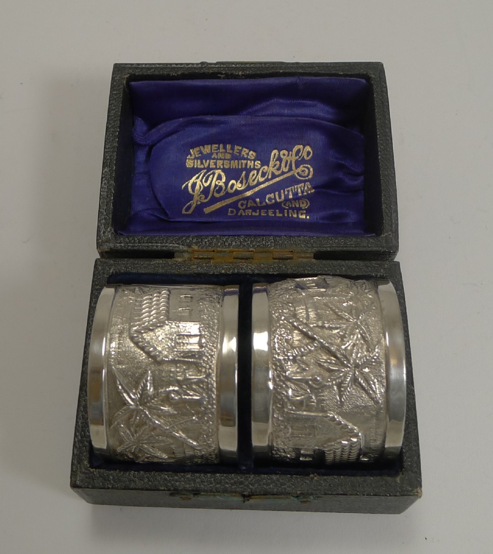 pair antique english sterling silver napkin rings 1896