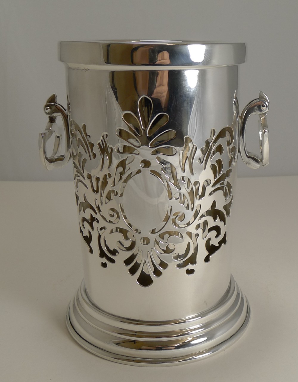 antique english silver plate wine bottle holder c1910