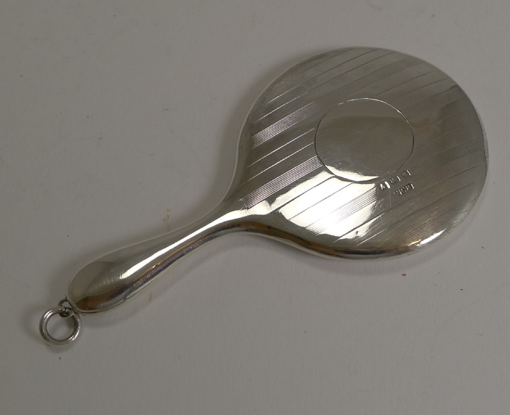 miniature english sterling silver hand mirror 1920
