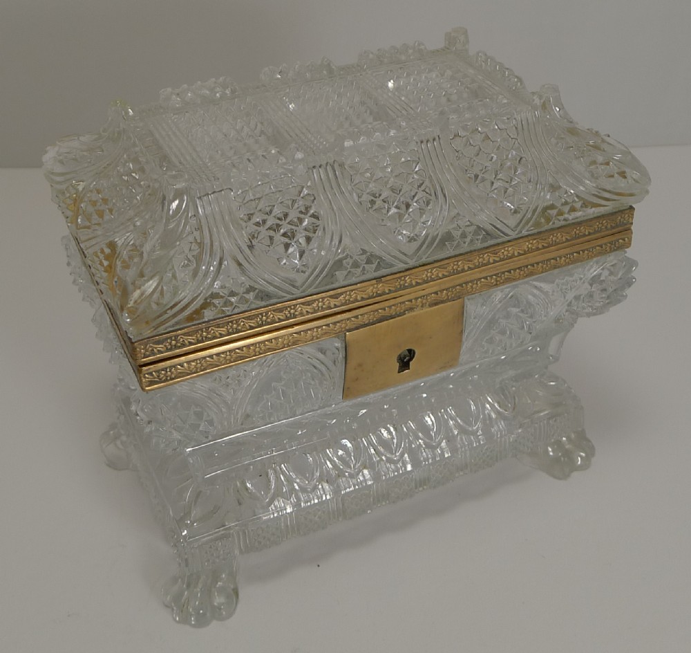 rare highly cut baccarat jewellery casket box c1860