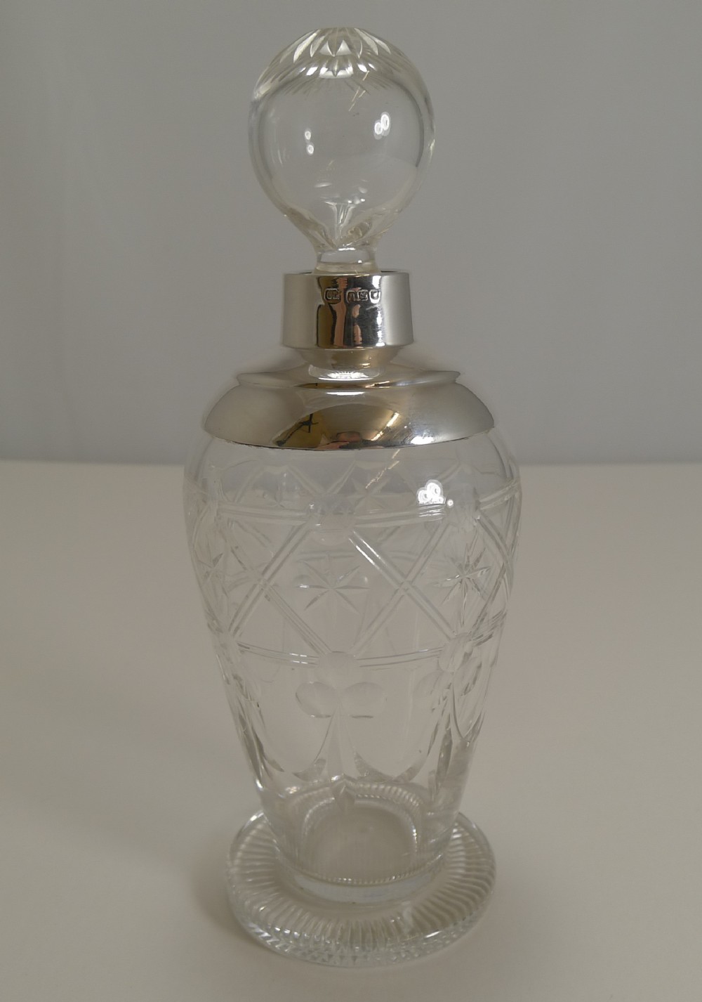 antique english sterling silver mounted perfume bottle 1915