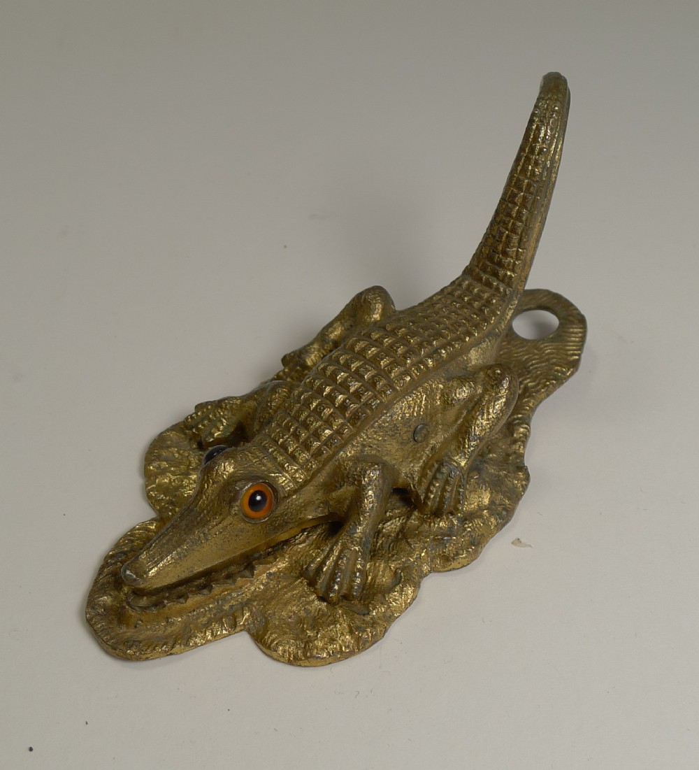rare antique english figural letter paper clip 1888 crocodile