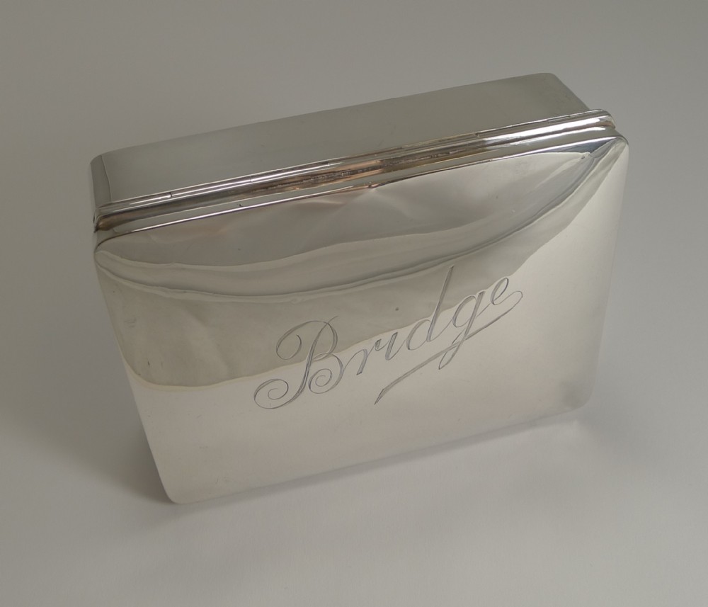 antique english sterling silver bridge playing card box 1903