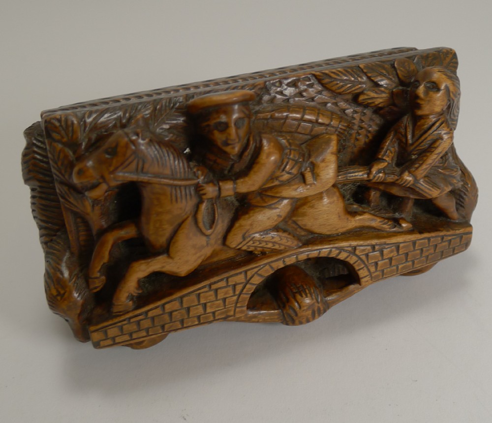 19th century scottish hand carved table snuff box tam o'shanter