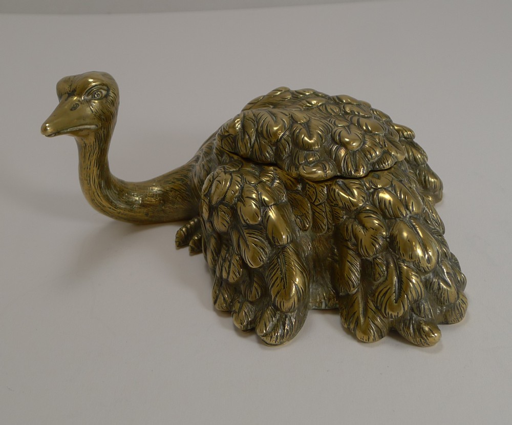rare antique english novelty inkwell ostrich 1888