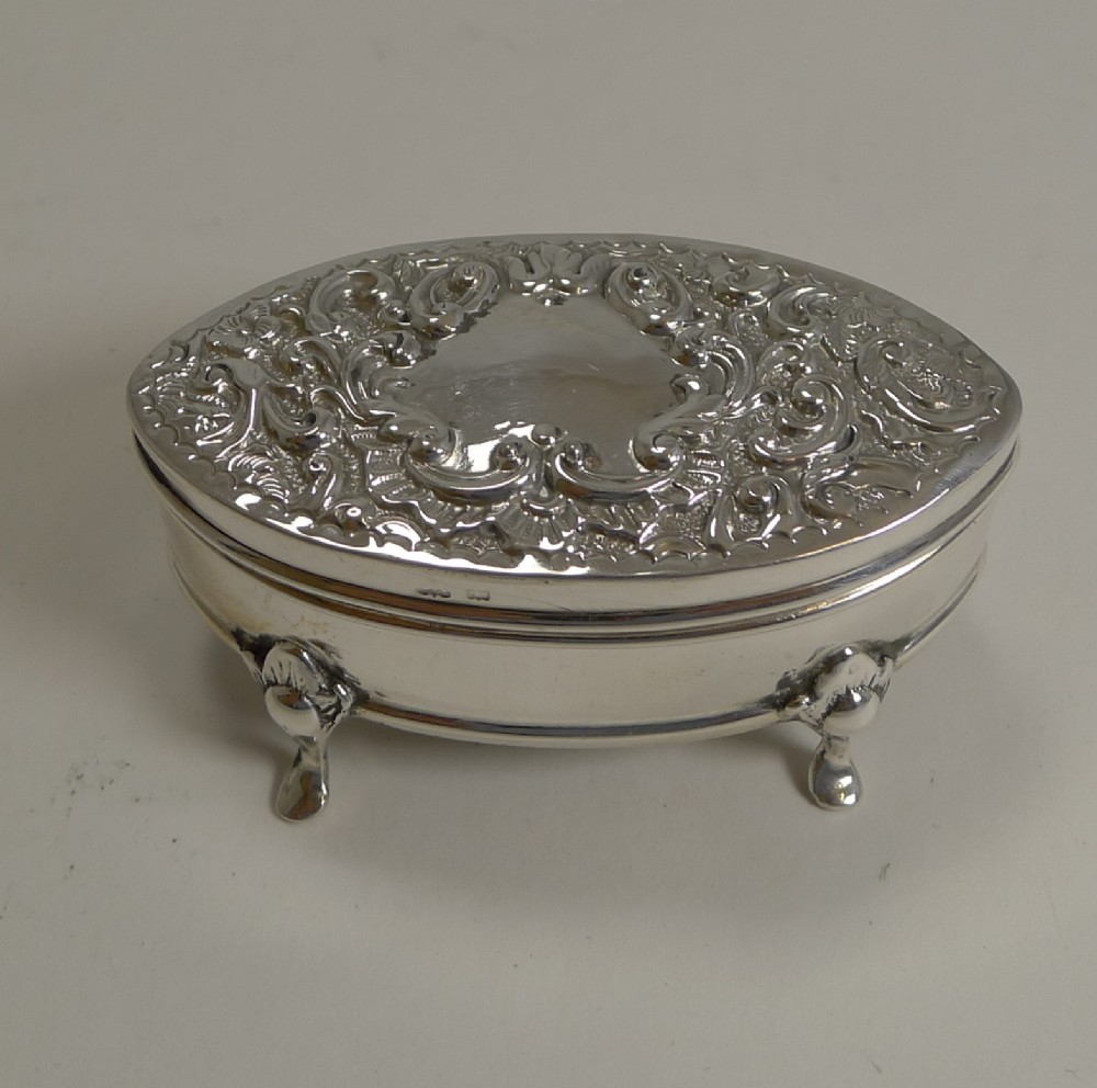 antique english sterling silver ring box 1905