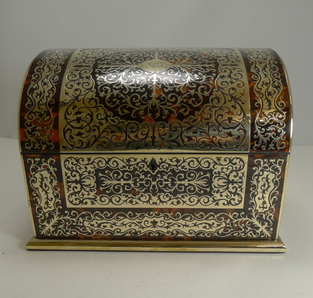 fine quality antique english boulle stationery box by leuchars london c1880
