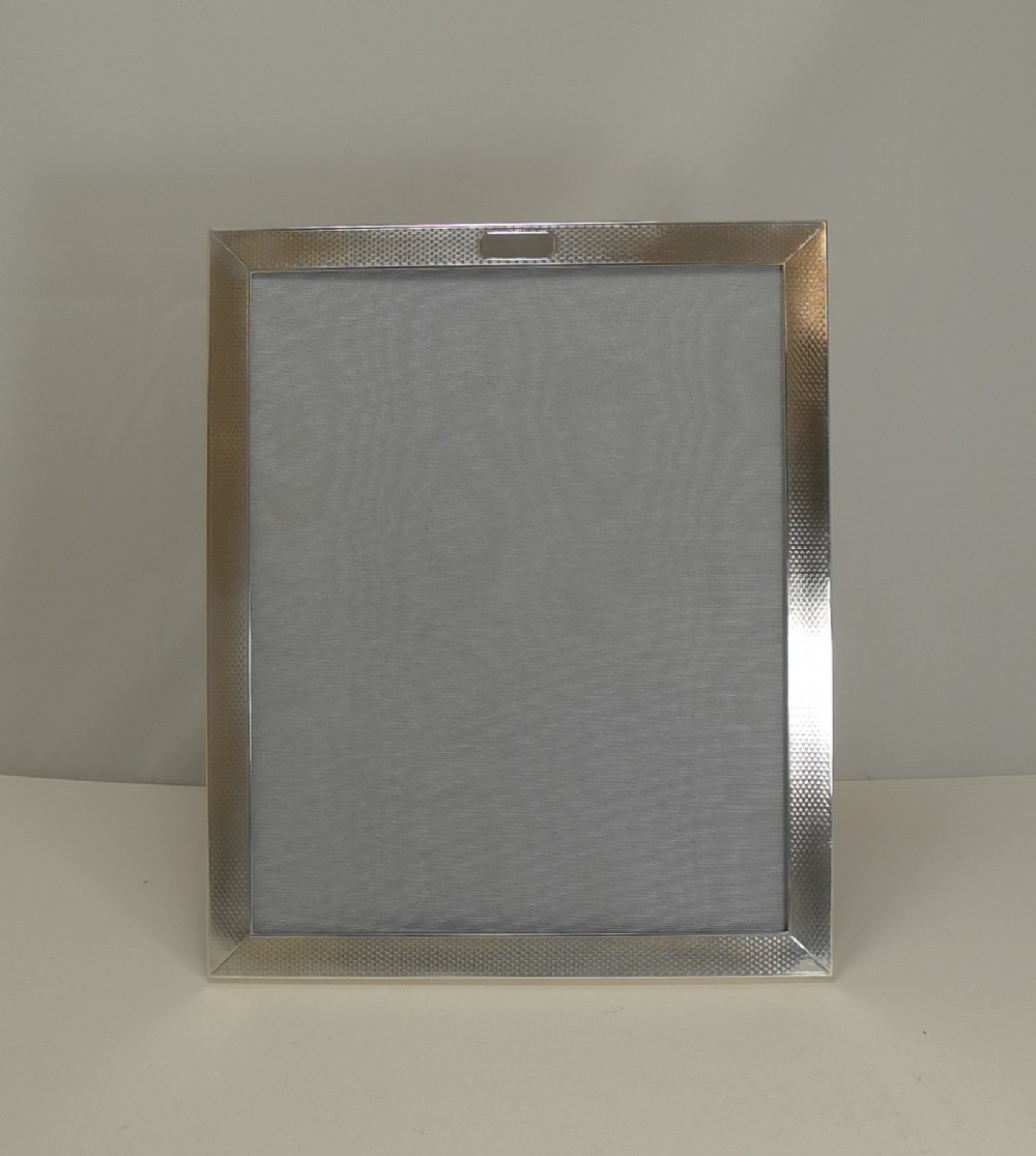 smart large art deco english sterling silver photograph frame 1931 by elkington co