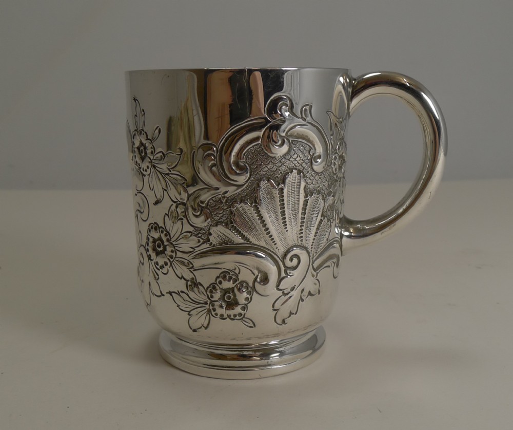 victorian english sterling silver christening child's mug 1896