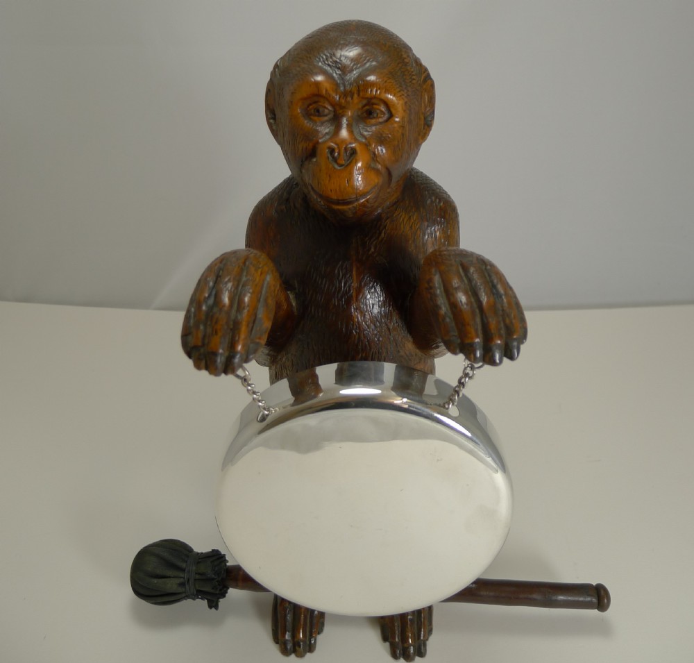 magnificent carved black forest monkey gong c1890