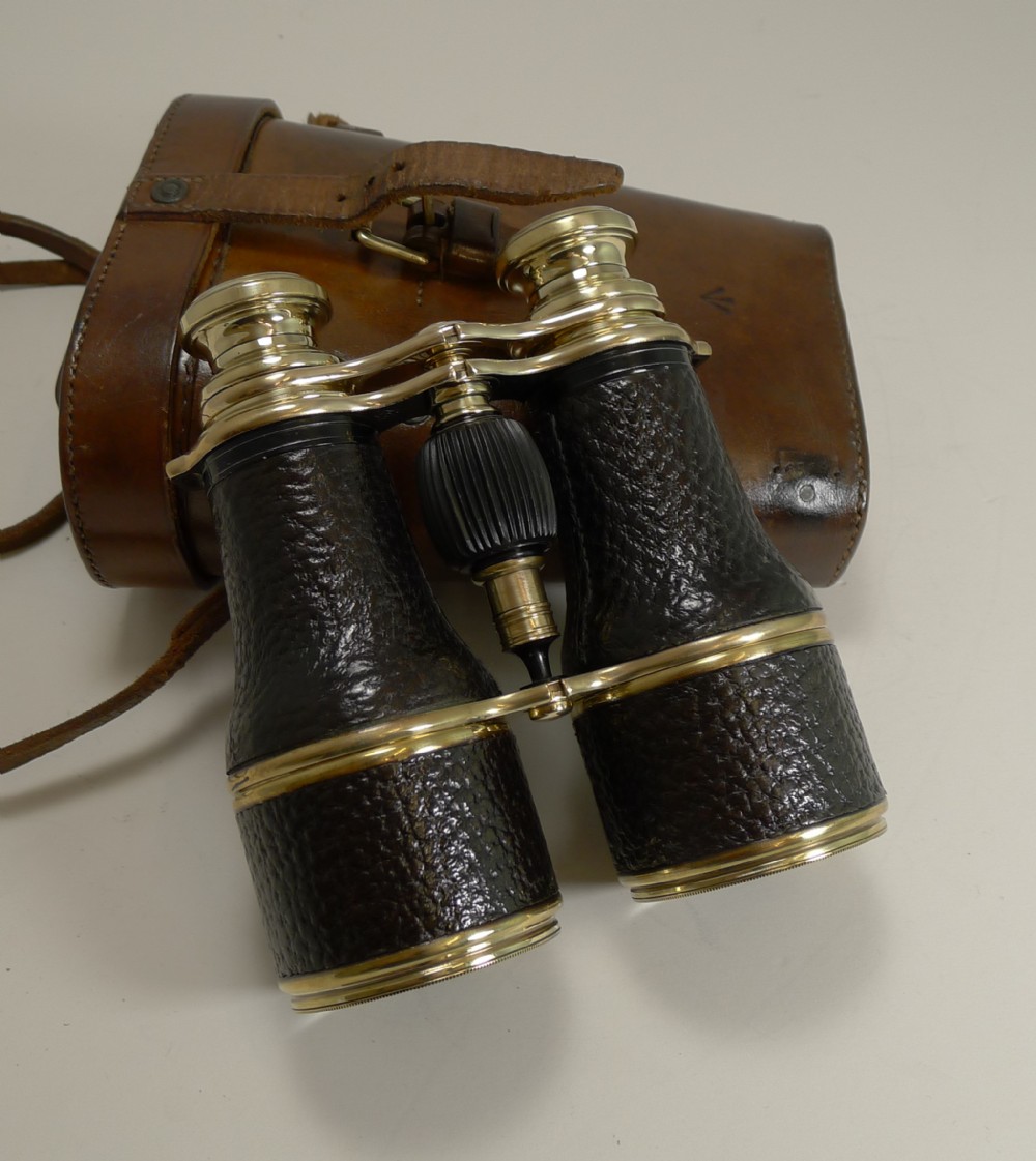 pair ww1 binoculars and case british officer's issue 1917 signed colmont paris