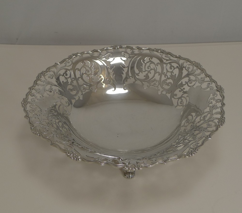 english sterling silver fruit basket dish by mappin and webb 1929