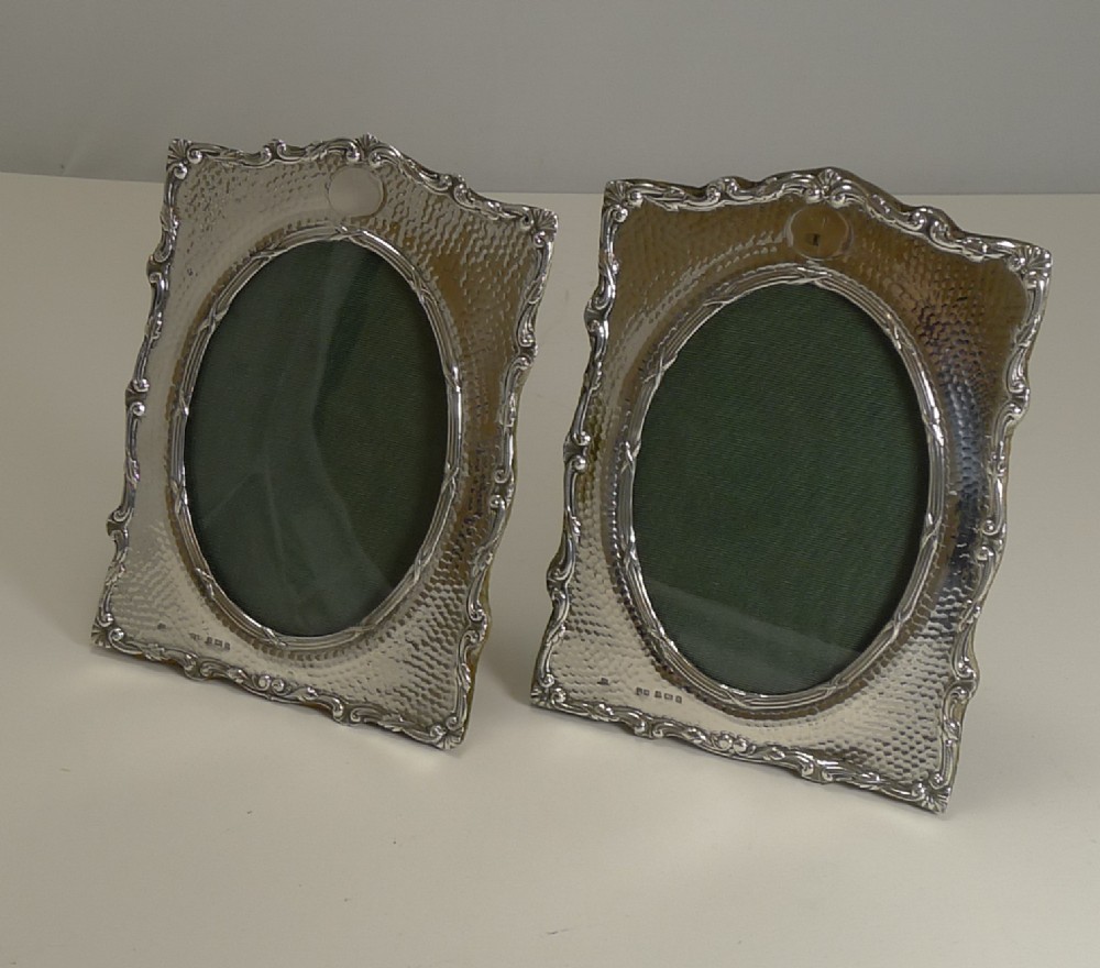 pair antique english sterling silver photograph frames by henry matthews