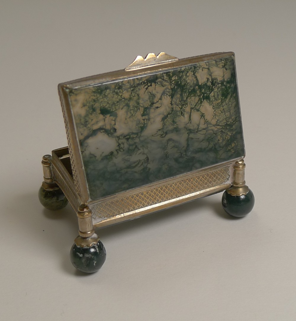 antique french moss agate box c1900