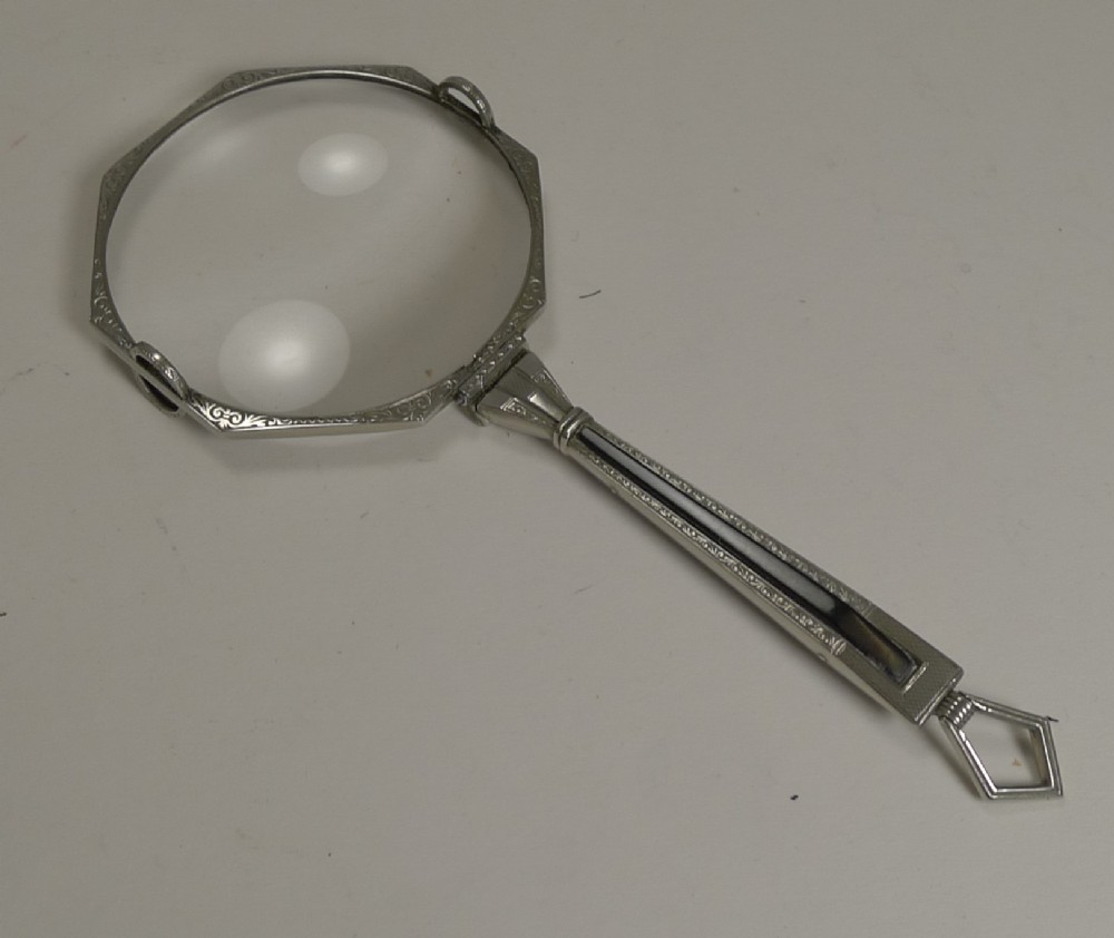 art deco folding magnifying glass c1920