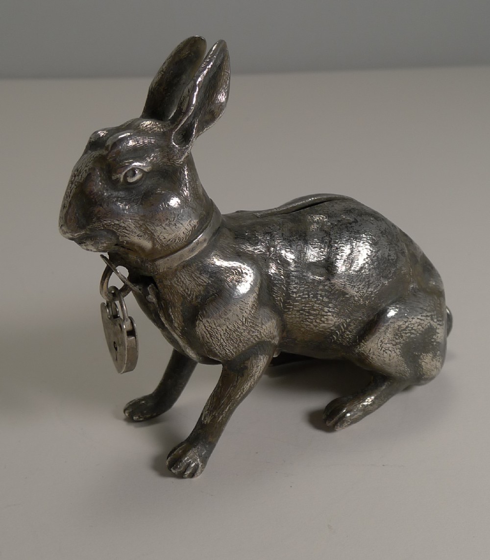 antique english novelty money box bank hare or rabbit c1900