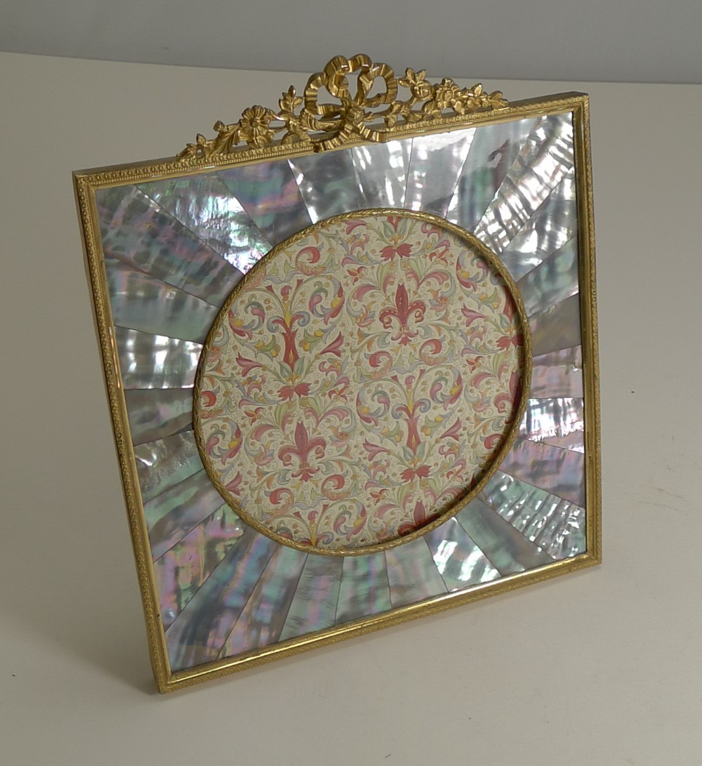 exquisite french gilded bronze and mother of pearl photograph frame c1890