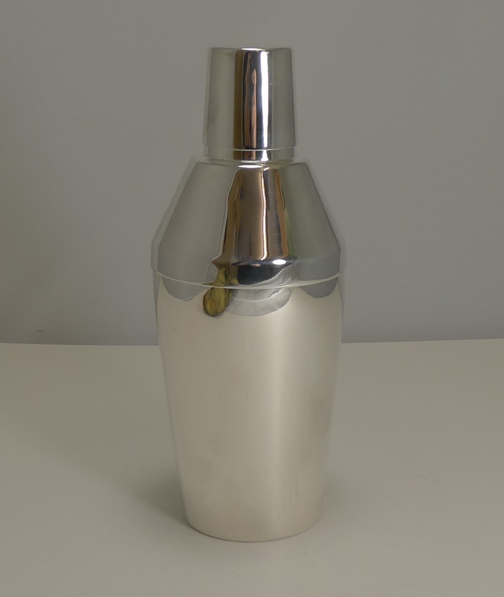 art deco silver plated cocktail shaker by elkington co c1930