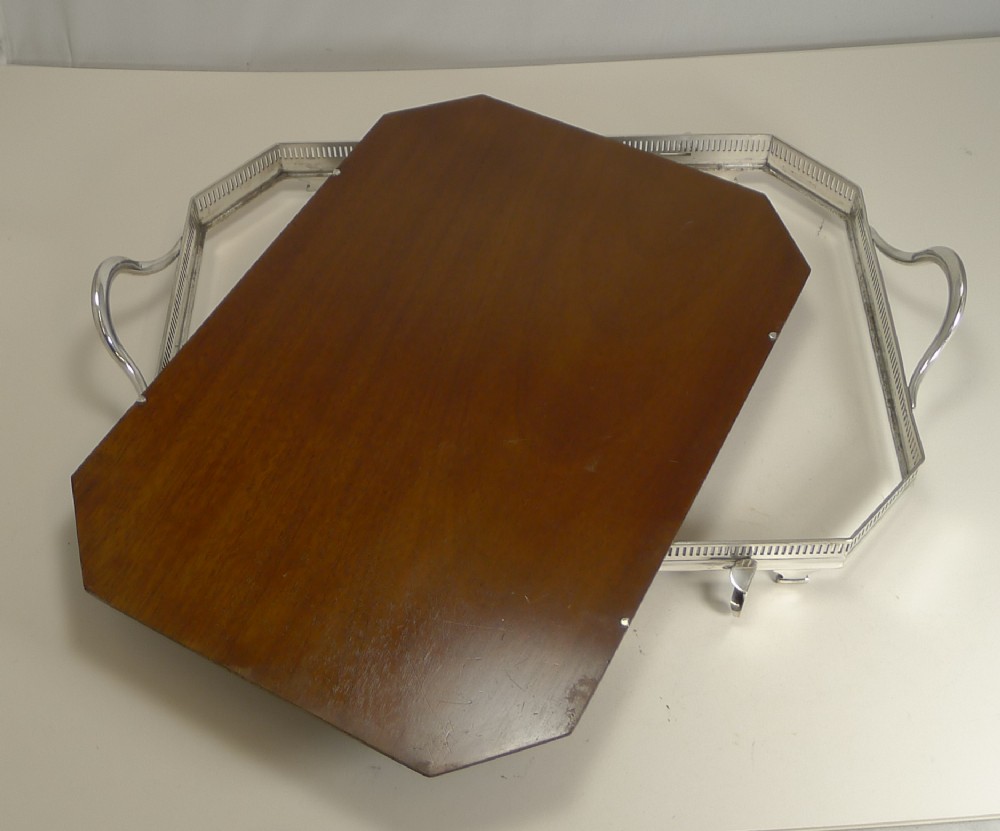english john grinsell convertible mahogany glass serving tray c1900