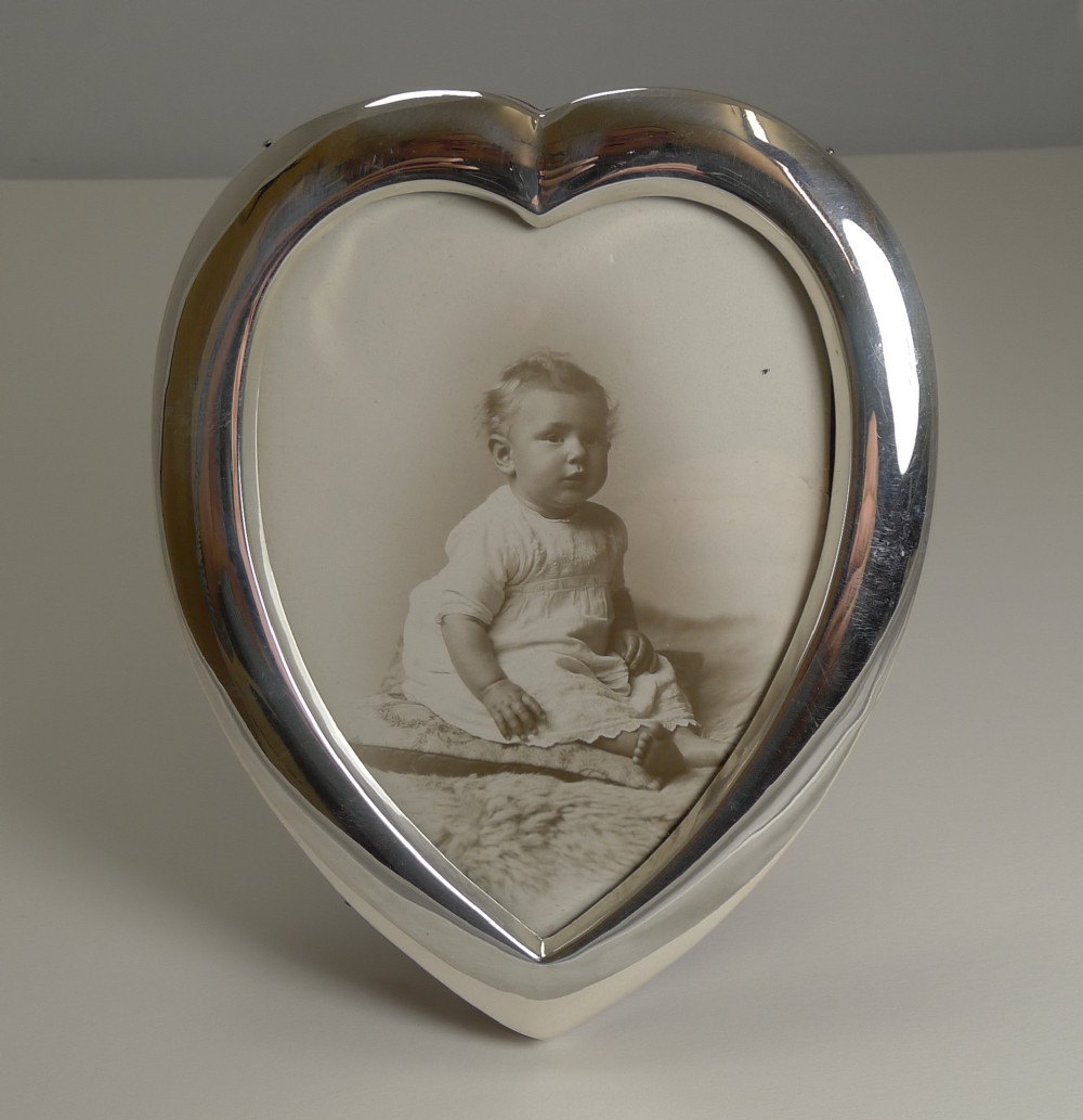 antique english heart shaped sterling silver photograph frame 1901