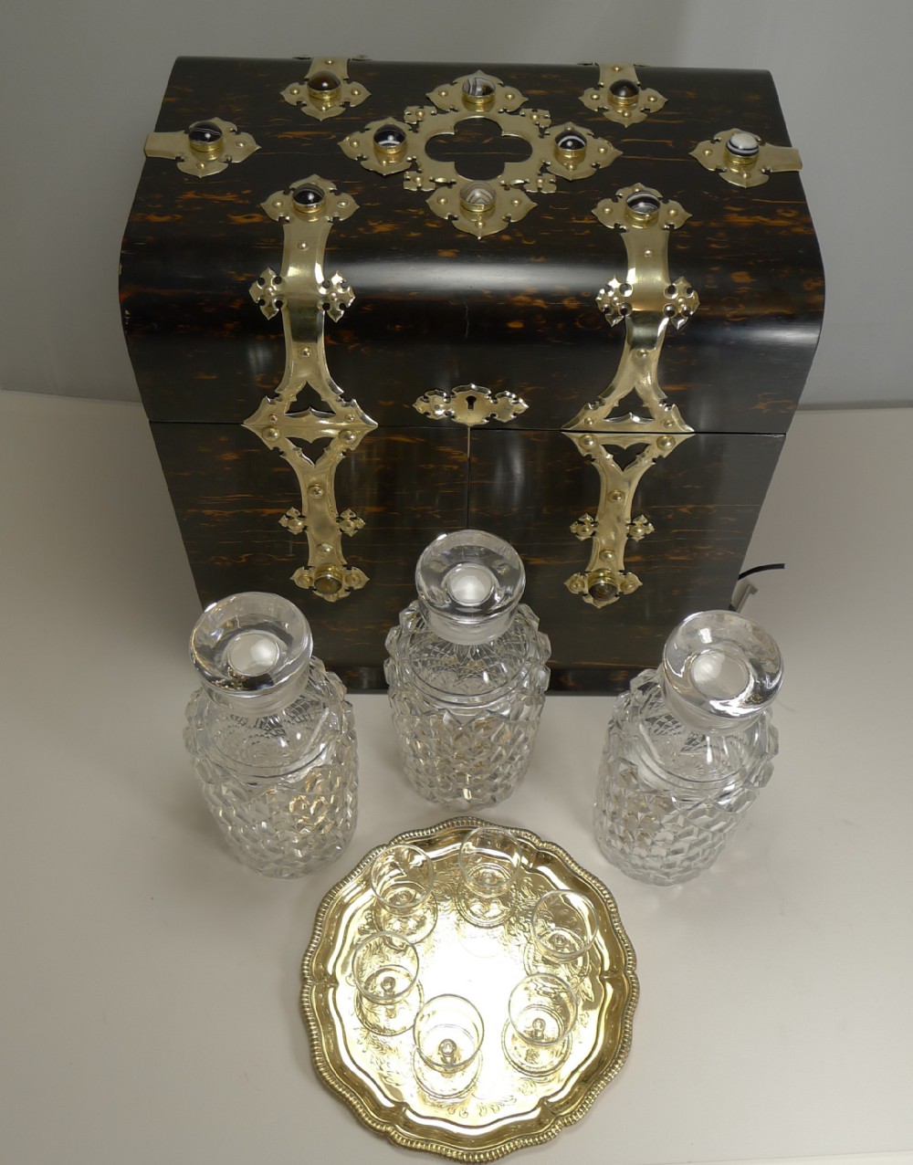 fine antique english coromandel decanter drinks box c1880