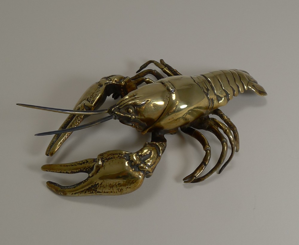 rare antique english pen nib wipe in cast brass lobster c1880