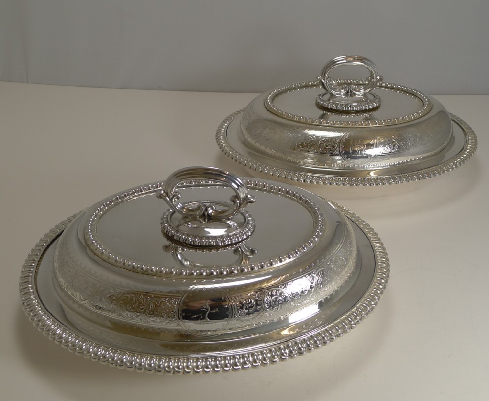 handsome pair of elkington silver plated entree serving dishes 1884