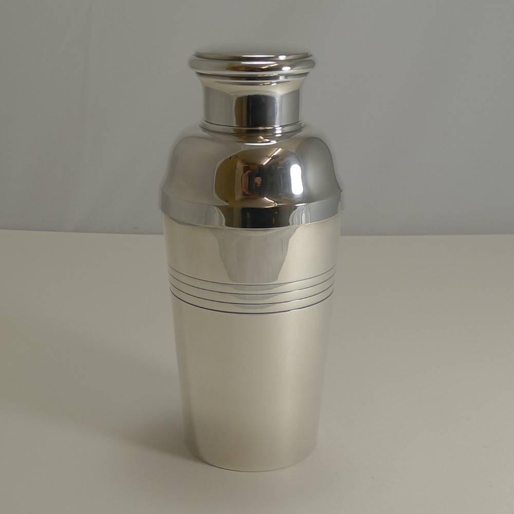 large art deco silver plated cocktail shaker french by lancel paris c19301940