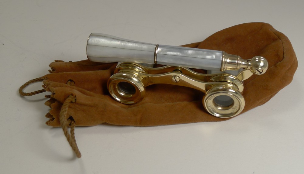 pair antique french mother of pearl opera glasses c1900