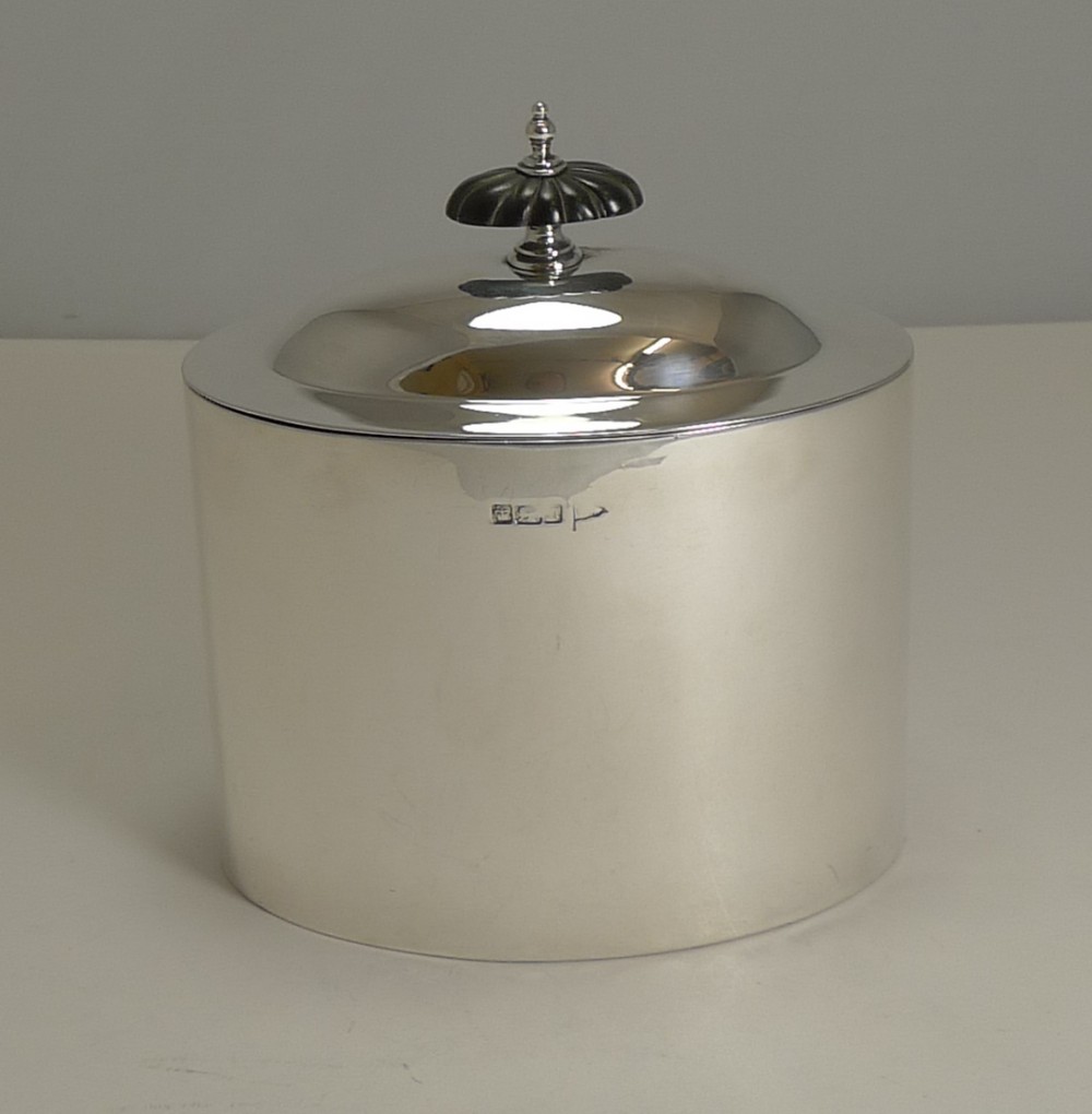 large antique english sterling silver tea caddy by walker and hall 1905