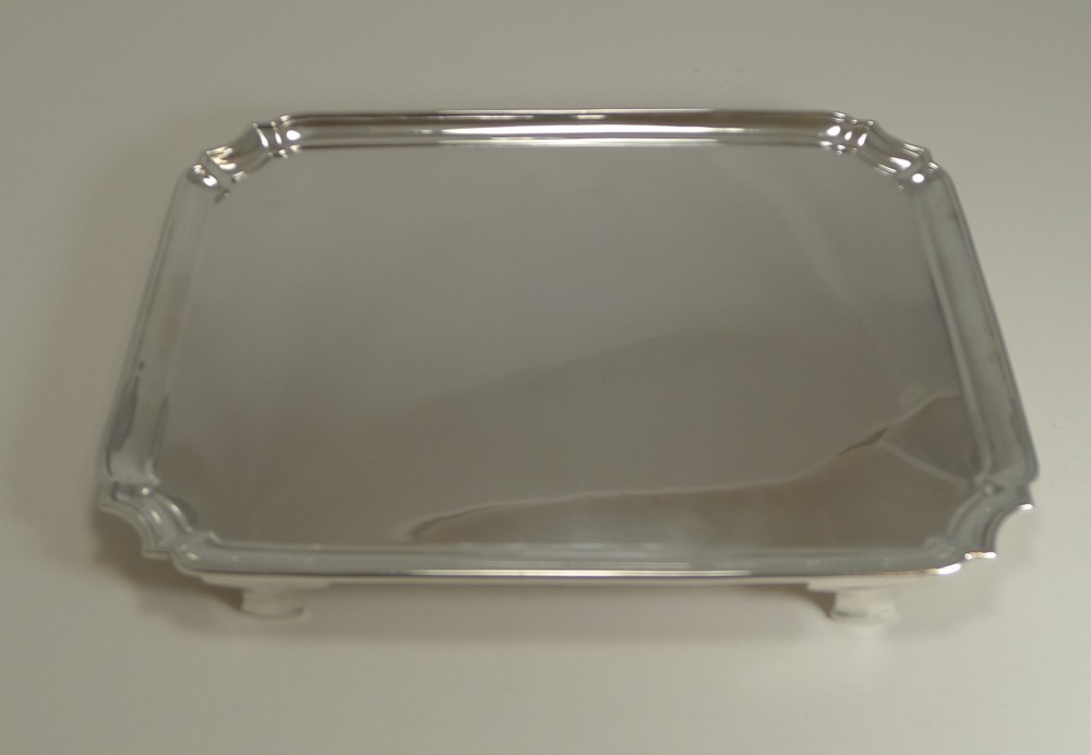 smart antique english sterling silver serving cocktail tray 1903