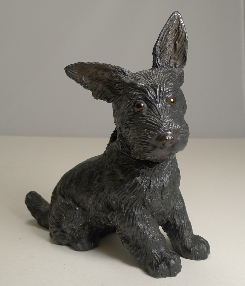 charming scottish terrier puppy novelty inkwell c1920