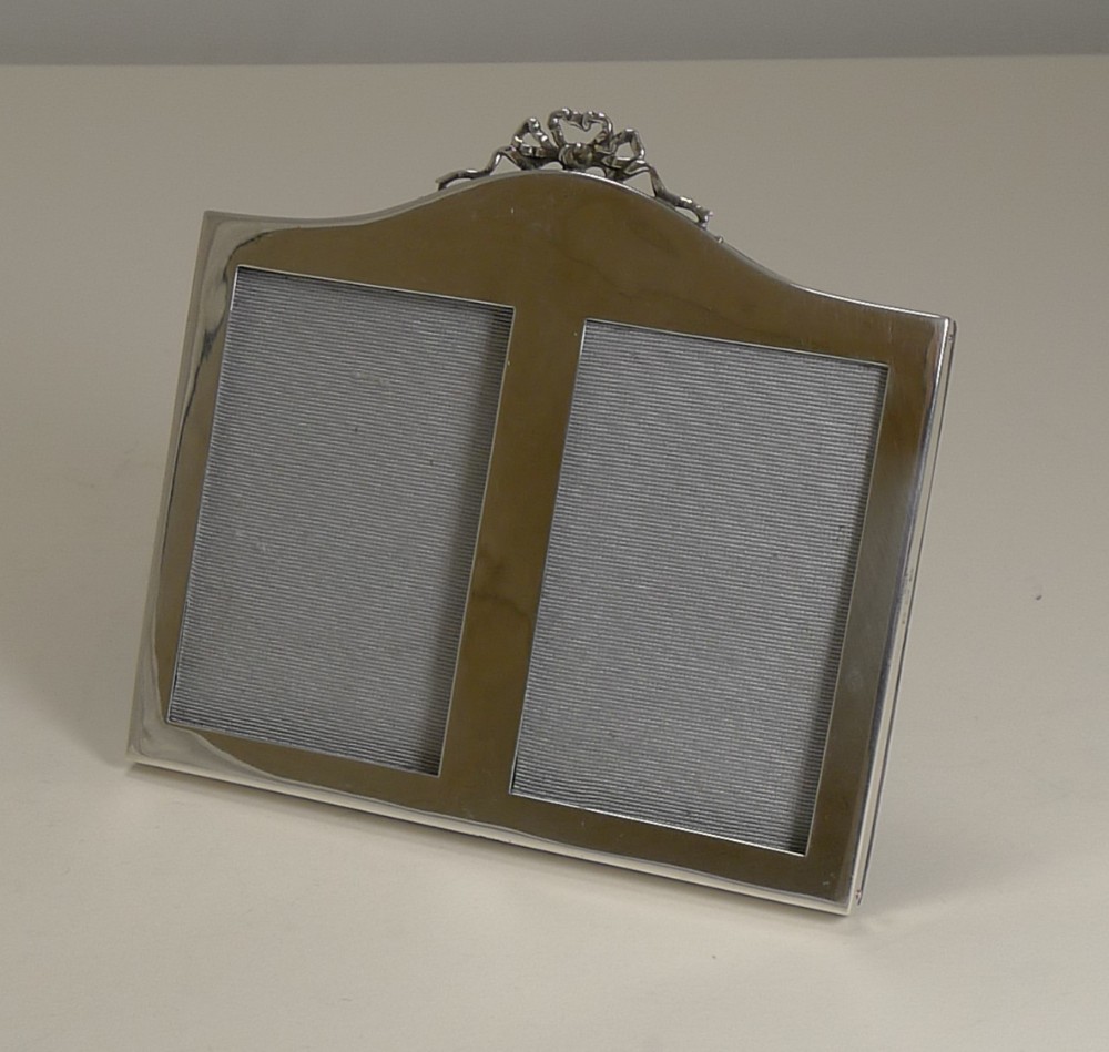 english sterling silver double photograph picture frame 1921